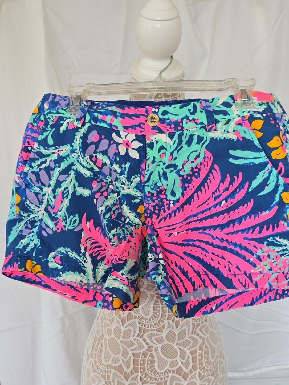 Lilly Pulitzer Navy, Pink & Teal Tropical Print Shorts